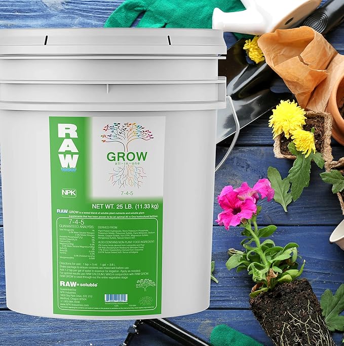 RAW All in One Grow 25lb - Complete Plant Nutrition for Thriving Growth - Indoor, Outdoor, Hydroponic Use