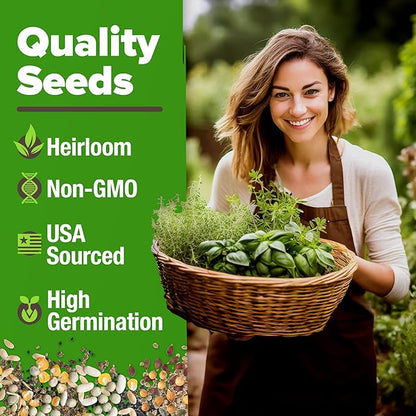 HOME GROWN 10 Herb Seeds for Planting 3,000+ Non-GMO Heirloom Seeds | Extra Large Variety Pack Herb Kit – Indoor Outdoor & Hydroponic | Culinary Seed Set | Grow Your Own Herbs | Gift for Beginners