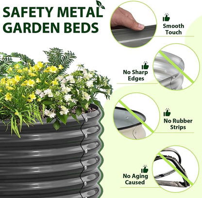 A ANLEOLIFE 6-Pack 4X4X1.5ft & 6X2X1.5ft Deep Root Galvanized Raised Garden Beds Outdoor for Planting Vegetables Flowers Herb, Quartz Grey