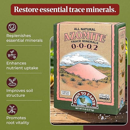 Down to Earth Azomite Powder & Granular Humic Acids | Volcanic Ash Mineral & Humic Acid | OMRI Listed | Ideal for Vegetable Gardens, Lawns, Beds, Row Crops & Containers | 5 lb Each