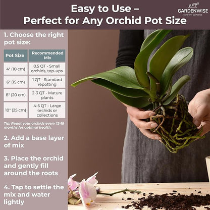 Orchid Potting Mix – Orchid Bark, Sphagnum Moss, Tree Fern & Perlite for Repotting Phalaenopsis Orchids, Indoor Plants, Orchid Soil Medium – Sustrato para Orquídeas (1 Quart)