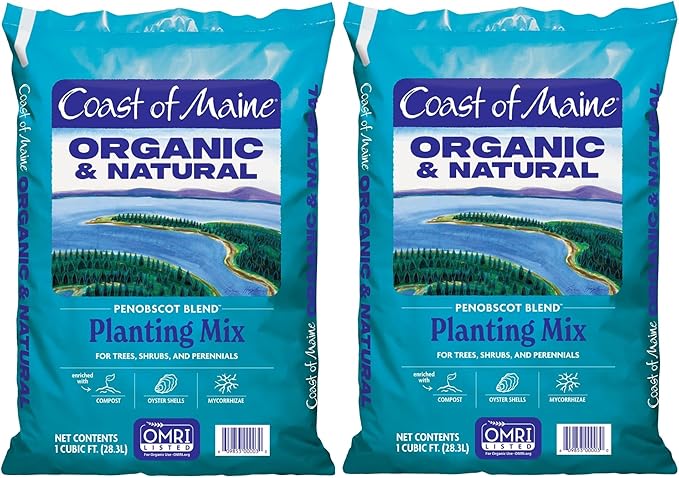 Coast of Maine Penobscot Blend, 1 cu ft (Pack of 2) Organic and Natural Planting Mix for Trees, Shrubs and Perennials