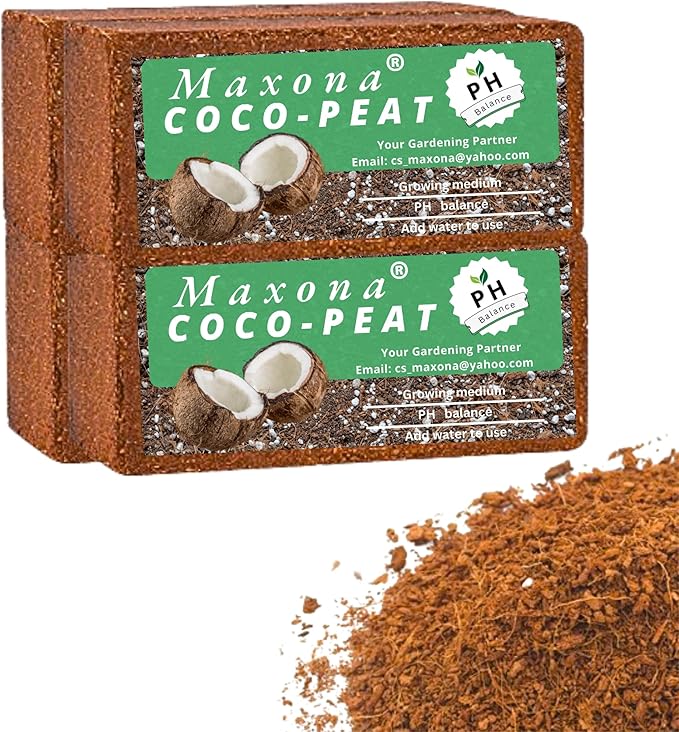 Maxona 4 Pcs Coco Coir Peat, 4.4LBS (1.1LBS/Pcs) Coconut Husk Bricks, Mulching Medium for Plants, Easy to Expand, Organic Compressed Fiber Husk Substrate for Plants, Flowers, Herbs and Seeds Starting