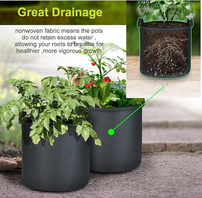 6-Pack 12 Gallon Grow Bags, 300G Thickened Nonwoven Plant Fabric Pots with Reinforced Handles for Garden Indoor Outdoor