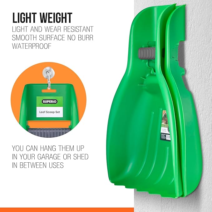 Leaf Collector, Leaf Scoops, Hand Rake for Leaf Picker Upper Gardening Hand Tools, Lawn Cleaning Garden Rake 9 Pair Leaf Scoop, Green Plastic Leaf Grabber, by Superio