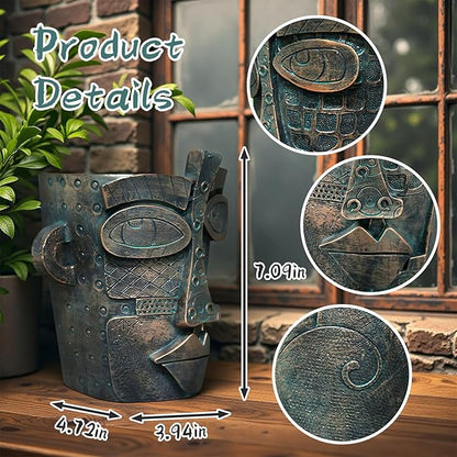 Abstract Face Planters Pots, Unique Head Planter for Indoor Plants, Funny Face Flower Pot, Cute Abstract Art Flower Vase with Facial Expressions, Unique Planter Head Pot for Home Decor(Vintage,M)