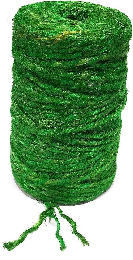 Jute Rope 3 ply Green | Jute Garden Twine Unique Dark Garden Twine | Supports Vines, Plants and Vegetables Pottery Product (3 Ply Green 200 Ft)
