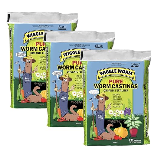 100% Pure Organic Mineral-Dense Worm Castings Fertilizer, 15lbs - Improves Soil Fertility and Aeration for Growing Better Houseplants, Vegetables, and More, Pack of 3