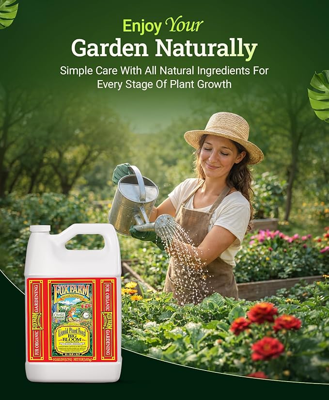 Fox Farm Big Bloom Liquid Plant Food - Organic Bloom Fertilizer for Flowering & Fruiting Plants, Contains Earthworm Castings & Bat Guano - Supports All Stages of Plant Growth - 0-0.5-0.7 NPK, 1Gallon