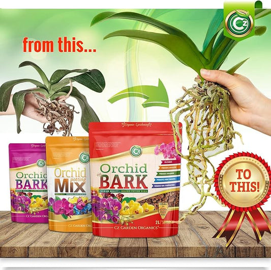 Orchid Potting Bark - Made in USA Premium Garden Soil Amendment Mix for Proper Root Development of Phalaenopsis, Cattleyas, Indoor/Outdoor Plants, Reptile Terrarium Bedding & More! (Mini Fir Bark)