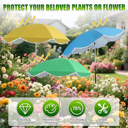Plant Umbrellas for Outdoor Plants, 25inch Plant Shades for Outdoor Plants with Durable 40'' High M-Shaped Plug for Stronger Wind Resistanc for Plants, Potted Plant, Garden Beds