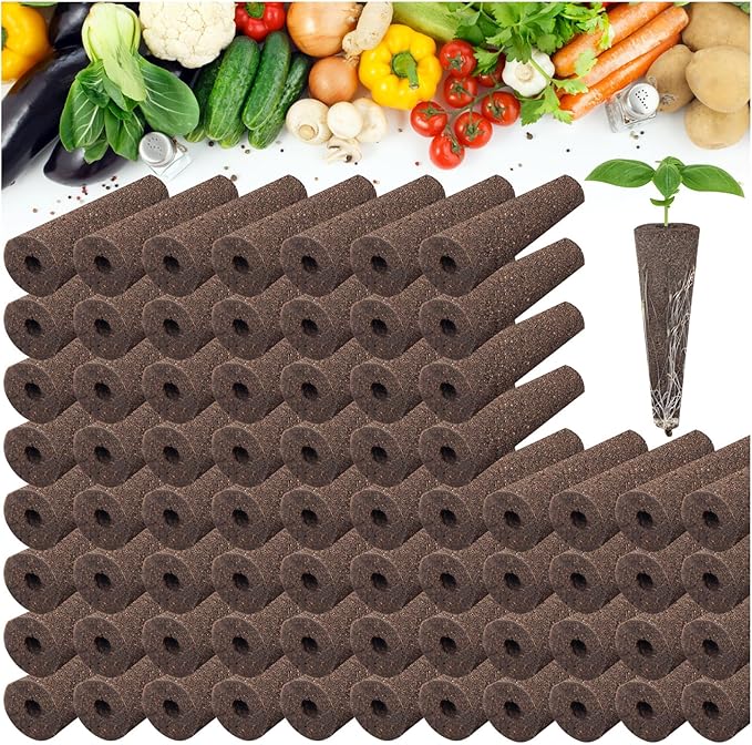 100 Pcs Seed Pods Replacement, Sponges Seed Growth Kit, Grow Sponges for Greenhouses & Germination Equipment, Starter for Indoor Garden System (Black)