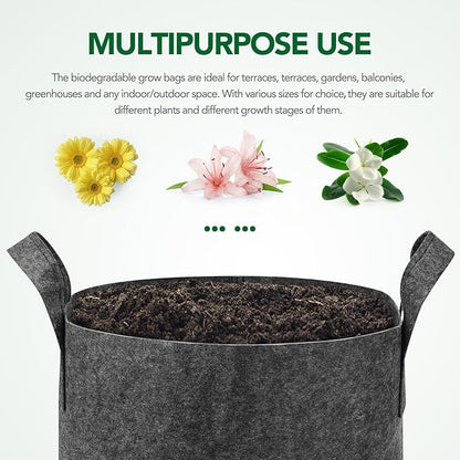 Delxo 12-Pack 10 Gallon Heavy Duty Aeration Fabric Pots Thickened Nonwoven Fabric Pots Plant Grow Bags Grey