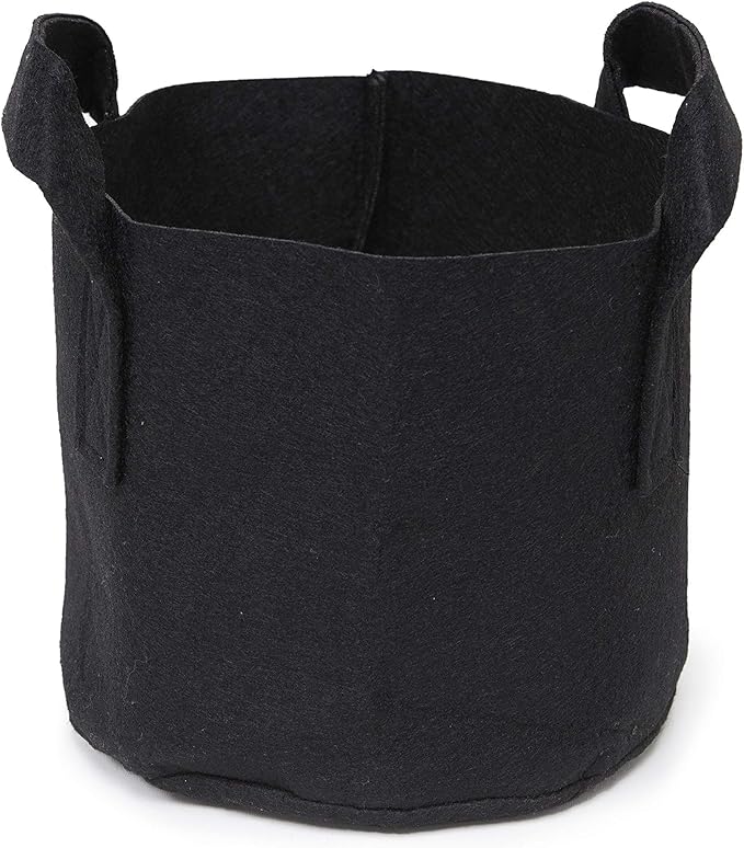 247Garden 5-Pack 1-Gallon Aeration Fabric Pot/Plant Grow Bag w/Handles (260 GSM, Black, 6H x 7D)
