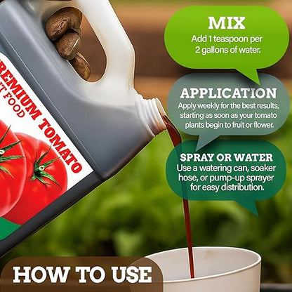 PlantVantage Concentrated Tomato Plant Food – Liquid Fertilizer with Humic Acid & Zinc, Liquid Plant Food Supporting Strong Roots, Bigger Blooms & Higher Yields, Easy Root Feed or Foliar Spray – 1 Gal