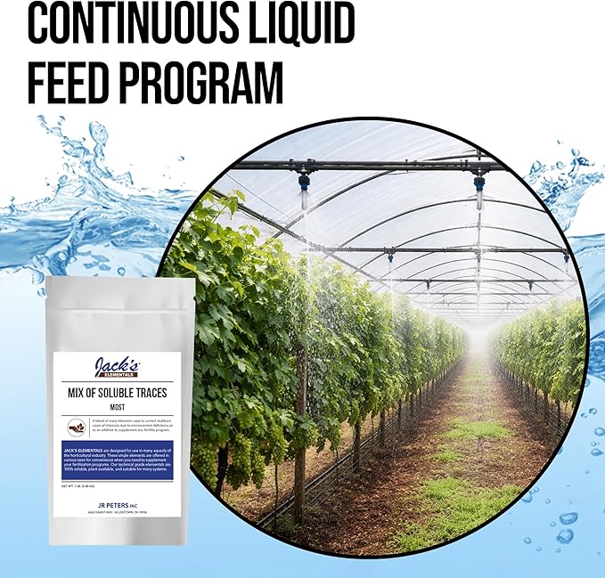 Jack's Elementals Mix of Soluble Traces MOST Water-Soluble Fertilizer with Micronutrients to Correct Chlorosis in Plants Grown in Continuous Liquid Feed Programs, 1lb