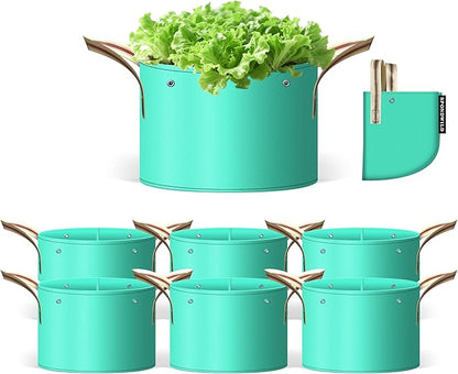 7 Pcs 15 Gallon Grow Bags, PE Garden Grow Bags for Plants with Branch-Binding Holes and Bottom Drain Holes, Ideal for Vegetables, Strawberries and Flowers