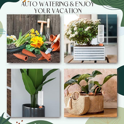 Dandat 32 Pcs 34oz Plant Watering Devices Include Terracotta Self Watering Spikes with 1000ml Plastic Bottles Slow Release Vacation Insert Automatic Plant Waterer Self Water Planter for Garden