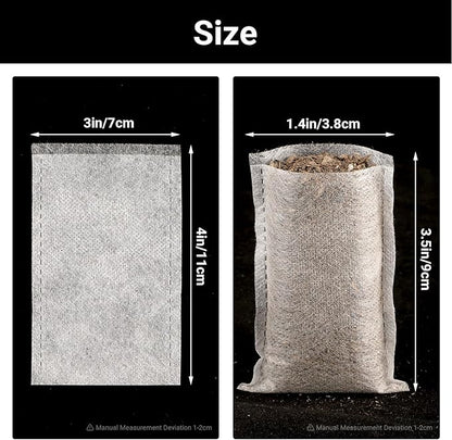 Seed Starter Bags Small, 200PCS 3x4 inch Non-Woven Nursery Plant Grow Bags, Fabric Seedling Bags Pots Pouch for Plants Seeding Clones Home Garden Supply