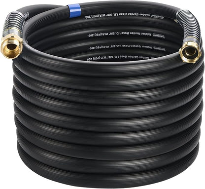 5/8 IN. × 75FT. Flexible Rubber Garden Hose, High Flow 5/8" I.D. Brass Fitting No Memory Durable Heavy Duty Water Hose for Watering, Irrigation, Water Transfer Pump