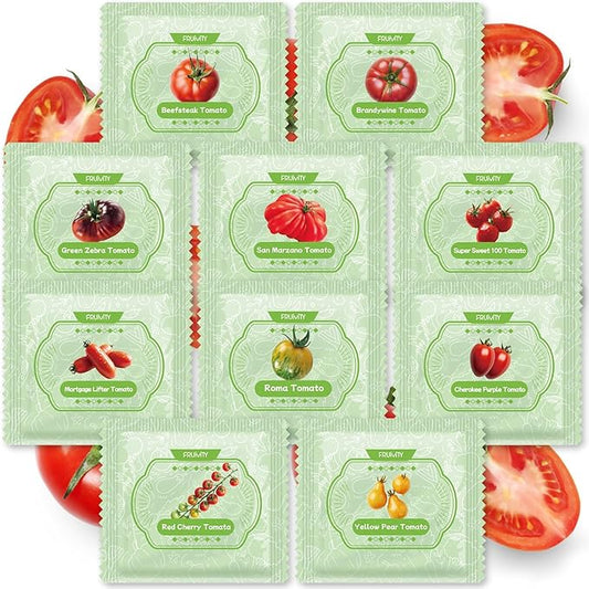 10 Pack Heirloom Tomato Seeds Variety Pack -5000+ Non-GMO Garden Seeds for Planting Outdoors & Indoor Home Gardening Gift, Cherry, Yellow Pear Tomatoes & More