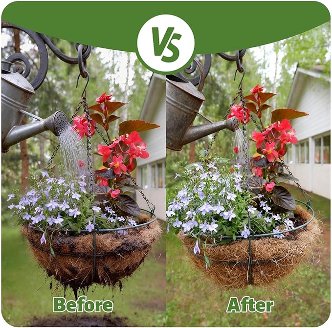 Hanging Basket Self Watering Liner, 10x10 Inch 30-Pack Premium Felt Plant Liners - Reusable, Water Retention & Drainage for Healthier Plants, Fits Wire and Coconut Hanging Baskets, Pots