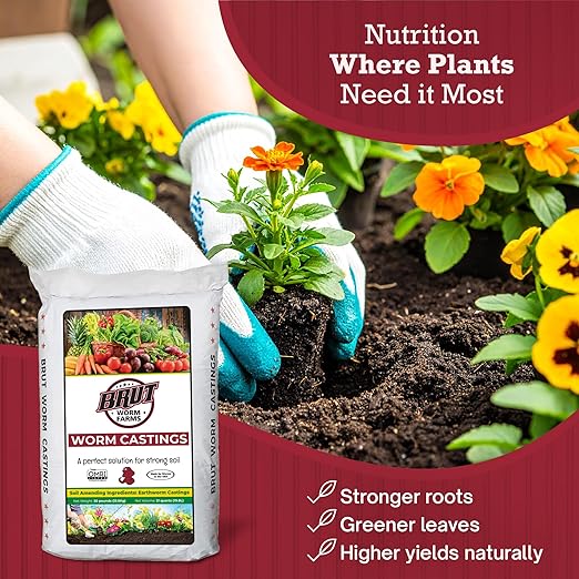 2-Pack Organic Worm Castings Fertilizer, 30 lb - Natural Soil Amendment for Plants, Potting Mixes, Indoor and Outdoor Gardens, Vegetables, and Lawns