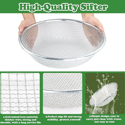 Soil, Sand, and Compost Sifter for Gardening – Sieve for Rocks, Dirt, and Organic Material – Fits 5-Gallon Buckets-3/8 in Aperture