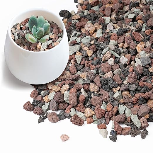 2.5lbs Mix Horticultural Lava Rock for Plants, 1/5 Inch Potting Soil Amendment for Succulents, Cactus & Bonsai, Decorative Volcanic Gravel for Terrarium, Drainage Gritty Rock, Top Dressing