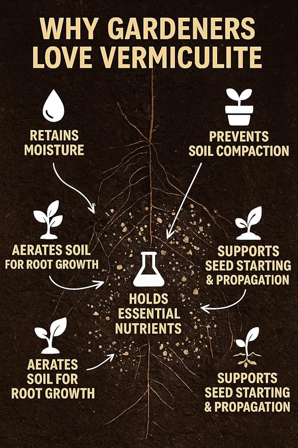 Horticultural Organic Vermiculite by GARDENERA - Medium Grade - Natural Soil Additive for Potted Plants, Orchids, Hydroponics, Terrariums (4 Quart)