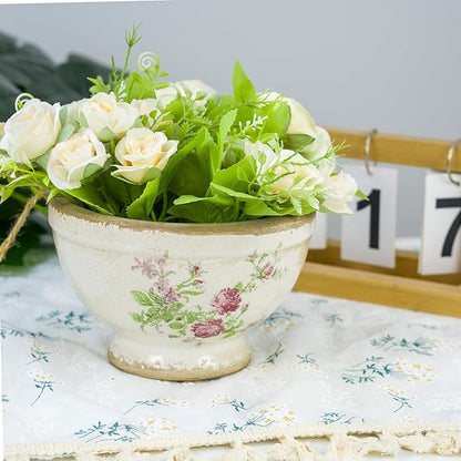 Vintage Ice Crackle Grazd Ceramic Flower Pot with Drainage Holes, 4.33 Inch Rustic Planter for Indoor Plants, Outdoor Garden, Farmhouse Gift Tuscan Decor (Pink)