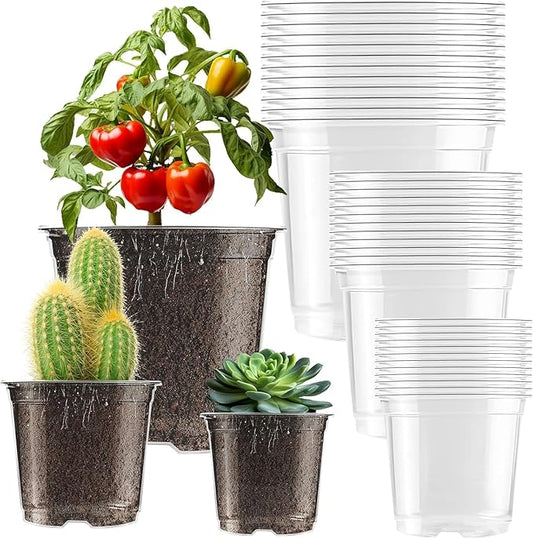 Clear Nursery Pots for Plants, 3.5/4/5 inch Plastic Plant Flower Pot with Drainage Holes High Transparency Seedling Planter for Seed Starter (36PCS)