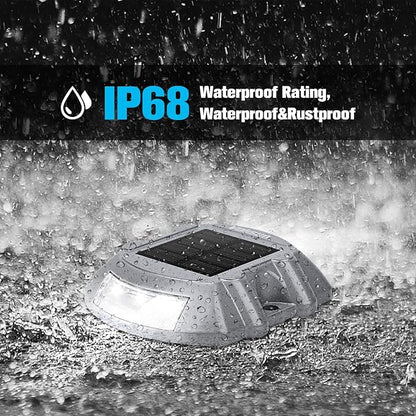 VOLISUN Solar Deck Lights Driveway Dock Lights, 8-Pack Led IP68 Waterproof Outdoor Warning Step Lights for Driveway Sidewalk Garden Pathway Yard(White, Auto On/Off