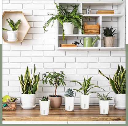 10 Pcs 3 Inch Self Watering Pots Self Watering Planters for Indoor Planters Plastic Garden Flower Pots with Level Indicator Vents for Herbs