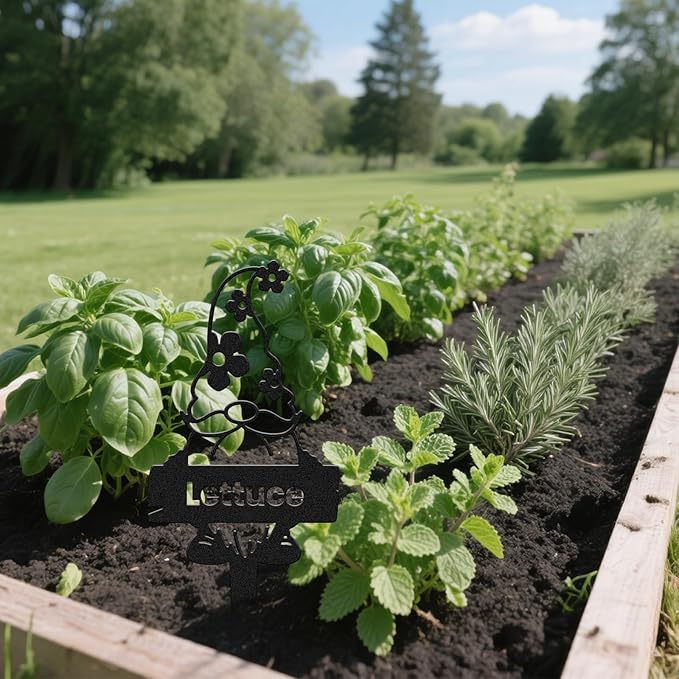 CUTHOLLOW 8PCS Metal Plant Markers Stakes Gnome with Vegetable for Outdoor Indoor, 3.5"x7" Waterproof Cute Garden Plant Labels Signs Tags for Farmhouse Greenhouse Decor - Funny Gardening Gifts
