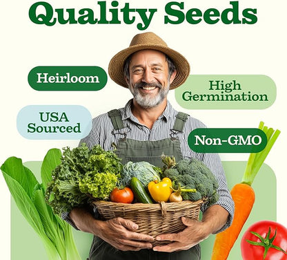 HOME GROWN 55 Vegetable Seeds Pack 28,000+ Non-GMO Heirloom Seeds for Planting Vegetables, Survival Seed Vault, Garden Kit for Spring Fall Winter, Gift for Gardeners