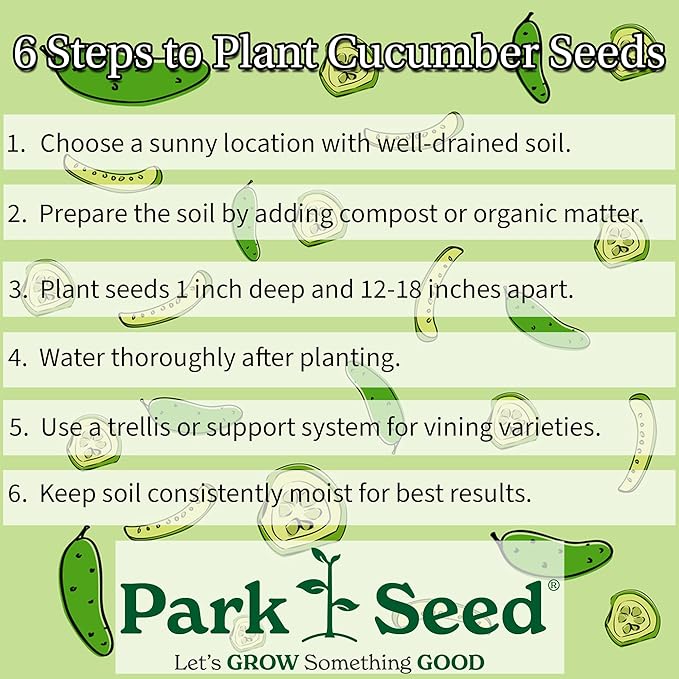 Park Seed Variety of Cucumber Seeds, Planting Cucumbers, Vegetable Seeds, Easy to Grow, Non-GMO, Perfect for Harvesting, Pick-a-Bushel Hybrid, Pack of 30