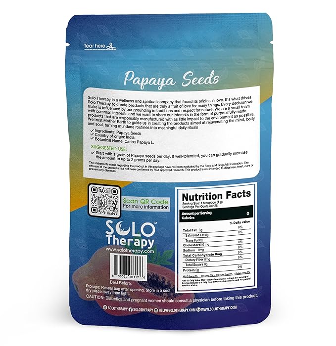 Papaya Seeds, Dried Whole Seeds, 1 oz (28 g), Raw, Natural (1 ounce (28 grams))