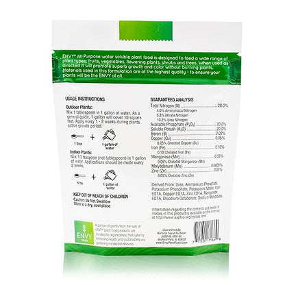 ENVY All-Purpose Plant Fertilizer, 0.5 Pound - Makes 50 Gallons, for Indoor and Outdoor Plants, Pet Safe, Water Soluble, Made in USA