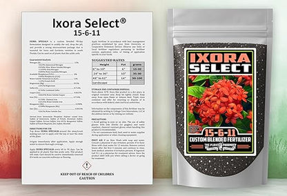 Fertilizer Commercial Grade | Ixora Select 15-6-11 | 1 Pound | Custom Professional Mix | Granular Slow Release | 90-Day Soil Acidifier | Acid-Loving Plants Ixora Gardenia Azalea Camellia | Topdress