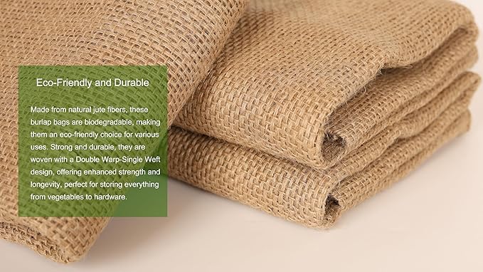 Heavy-Duty Burlap Sacks 23" X 38.6" with Drawstring, 3 Pack – Eco-Friendly Reusable and Durable Gunny Sacks for Potatoes, Grains, Gardening, Sack Racing and Frost Protection