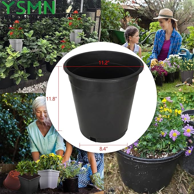 10 Packs 5 Gallon Flexible Nursery Pot Plastic Gallon Pots for Plants Suitable for Indoor and Outdoor