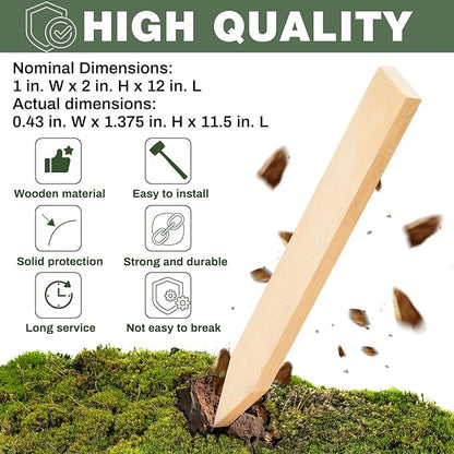 48 Pieces Wooden Garden Stakes 12 Inch Grade and Survey Stakes Wooden Garden and Sign Posts for Plant Support Silt Fence Yard Farm Survey Boundaries Baselines