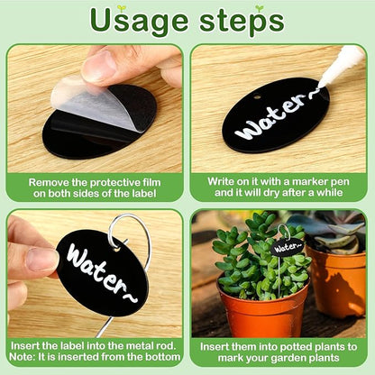 Youyole 50 Pack Acrylic Plant Labels Outdoor Black Garden Markers with Pen Weatherproof Plant Tags for Seedlings Herbs Flowers Vegetable Greenhouse Gifts