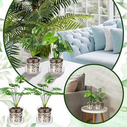 Baderke 4 Inch Glass Plant Pots with Saucer, Flower Nursery Plant Pots with Drainage for Flower Seed Starter Transparent Seedling (1 Set)