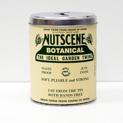 NUTSCENE Iconic Tin (Tin ‘O’ Twine) with Their Heritage Scottish Jute Twine and Hole in Top for Easy Dispensing. 14 Colors to Choose from. 164 Yards. Botanical (Dark Teal)
