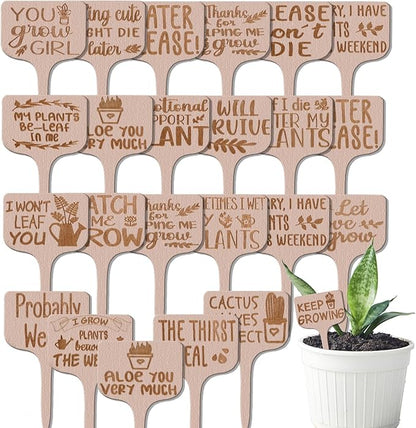 24 PCS Wooden Funny Plant Labels, Funny Plant Markers, Gardening Gifts for Women, Gifts for Plant Lovers, Gardeners