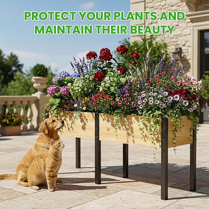 DoCred Raised Garden Bed, 70.9" x 22.8" x 31.5" Large Elevated Wooden Horticulture Planter Box with Metal Legs Standing Growing Bed Planter for Gardening, Balcony, Backyard, Patio
