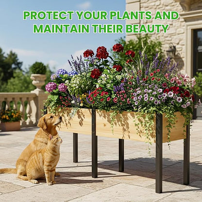 DoCred Raised Garden Bed, 70.9" x 22.8" x 31.5" Large Elevated Wooden Horticulture Planter Box with Metal Legs Standing Growing Bed Planter for Gardening, Balcony, Backyard, Patio