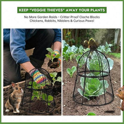 Decoroca 8 PCS Garden Cloches for Plants - Chicken Wire Plant Protectors from Animals, Outdoor Plant Cages to Keep Squirrels, Rabbits & Birds Out of Vegetable - DIY in 5 Forms - Sturdy Anti-Rust Dome